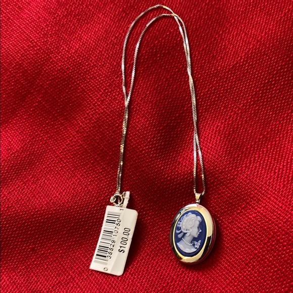 Blue Resin Cameo Lady Necklace (Locket) - Picture 4 of 8